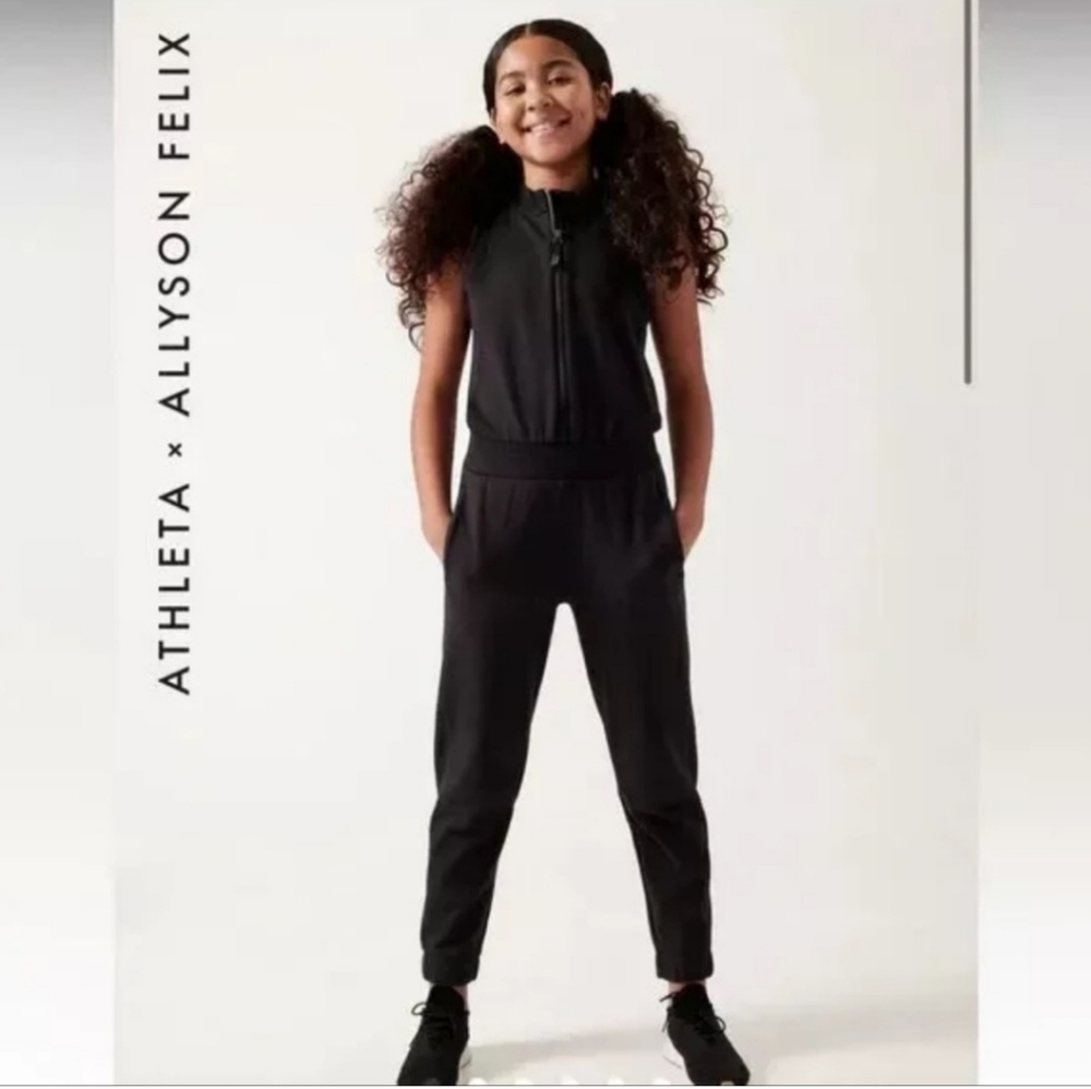 Athleta Girl X Allyson Felix Legend Black Jumpsuit Size Medium 8-10 Tank Pants